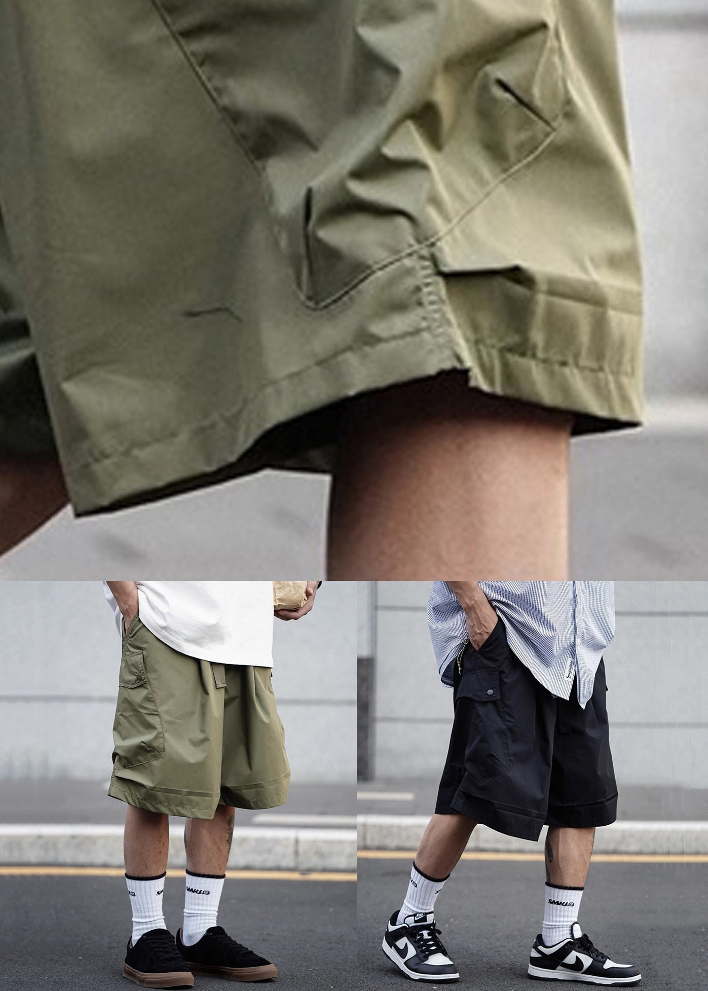 Waist Green Cotton Shorts Army Elastic Men Casual Pockets Summer