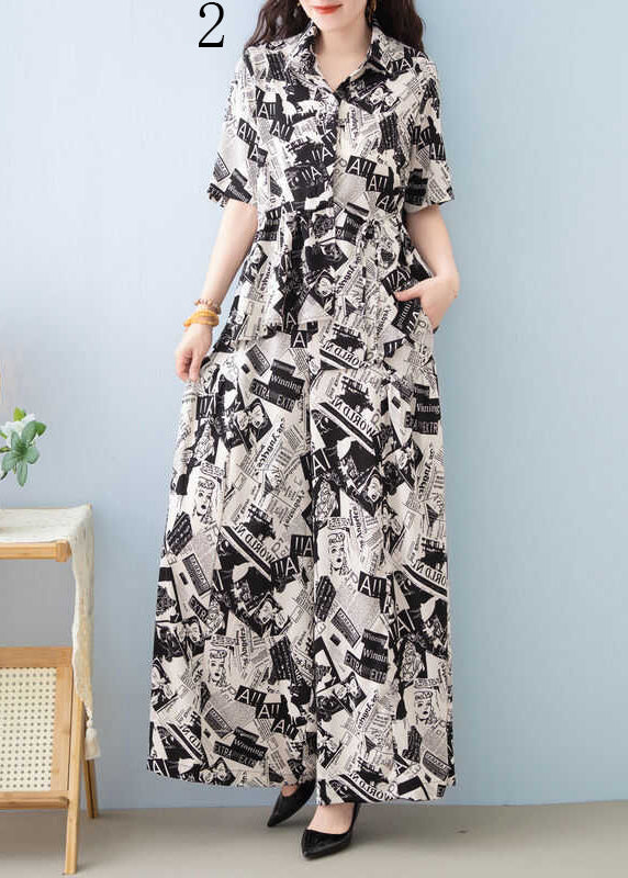 Casual Asymmetrical Print Cotton Two Piece Set Women Clothing Summer YY020