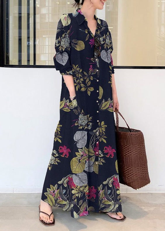 Casual Dress Shirt Cotton Print Spring Ankle Oversized Beige