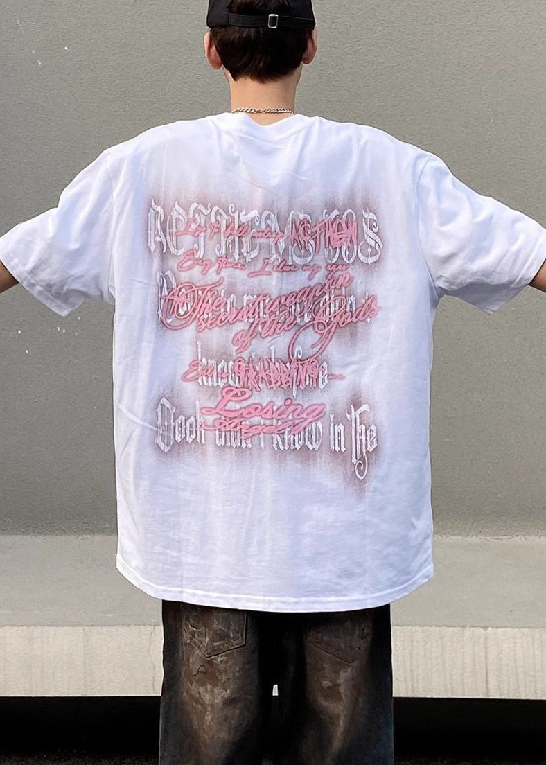 Cotton Casual Men Shirt Summer Neck Black Print T O