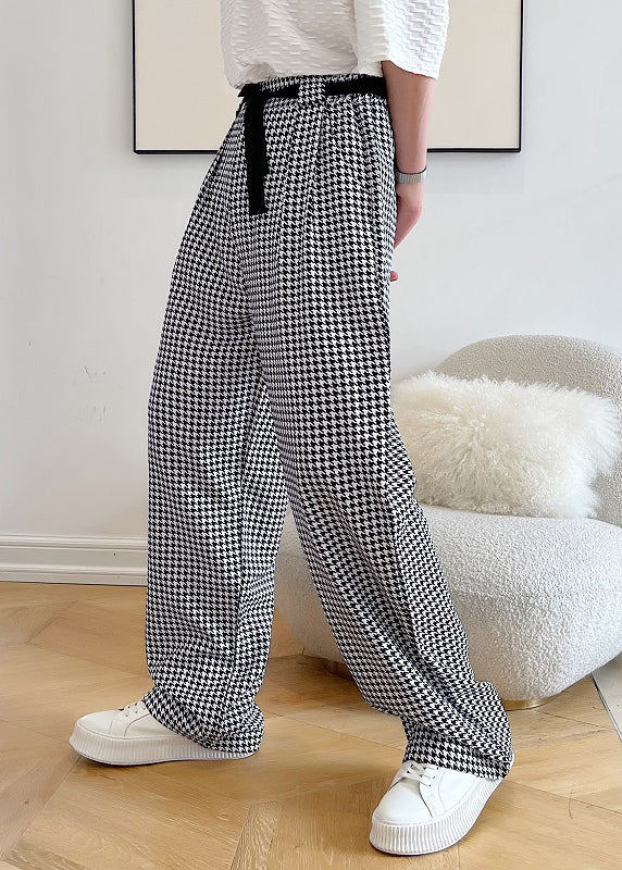 Clothing Mens Casual Black Pants Oversized Plaid Cotton