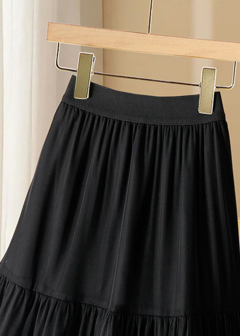 Black Skirts Casual Waist Elastic Long Ruffled Tulle Cake