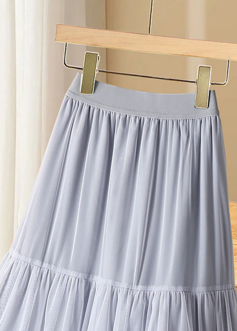 Black Skirts Casual Waist Elastic Long Ruffled Tulle Cake