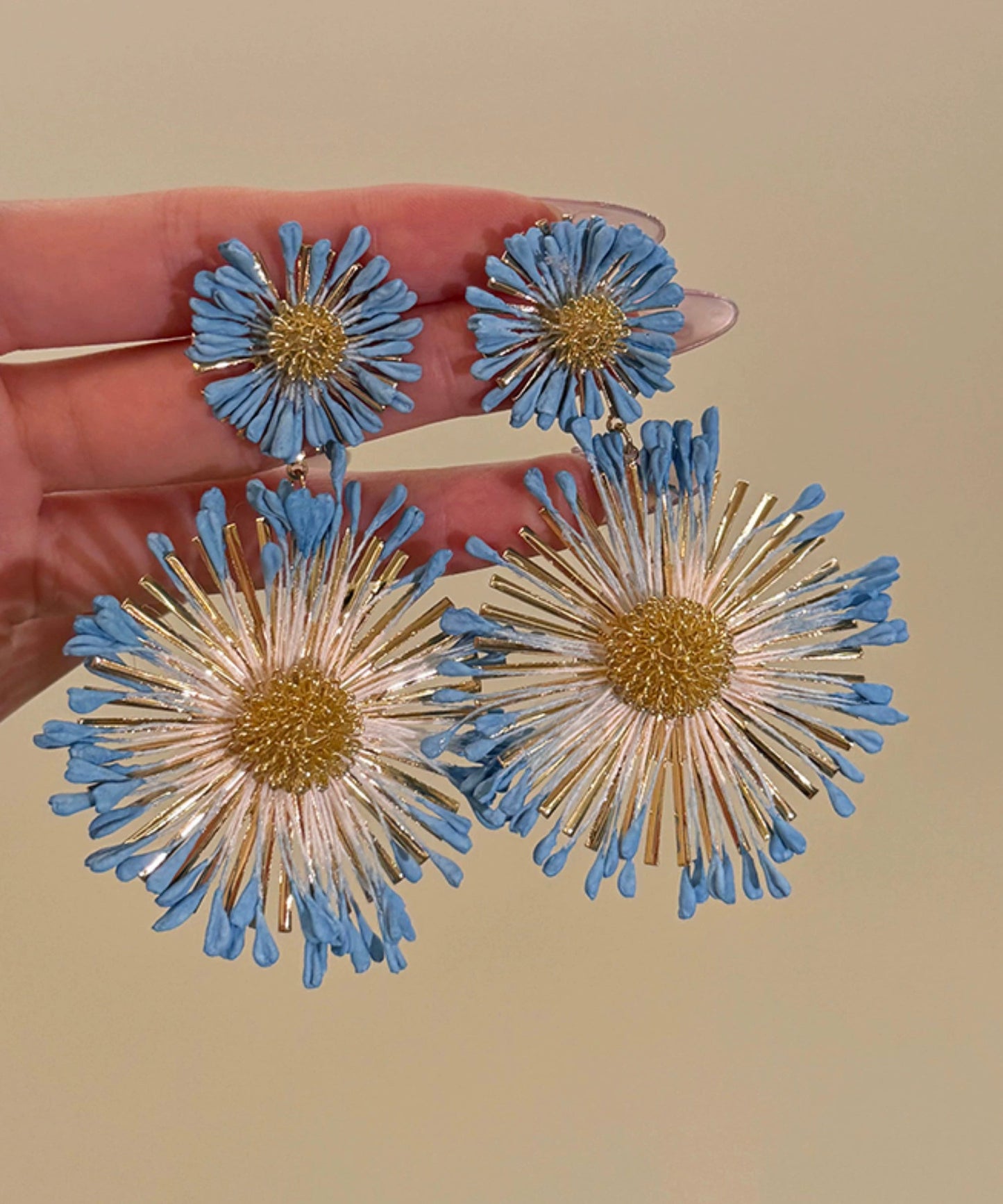 Drop Sunflower Casual Earrings Alloy Blue