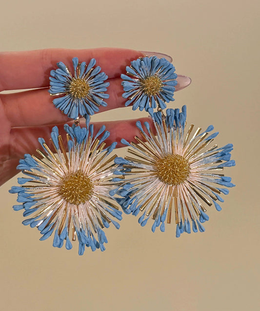 Drop Sunflower Casual Earrings Alloy Blue