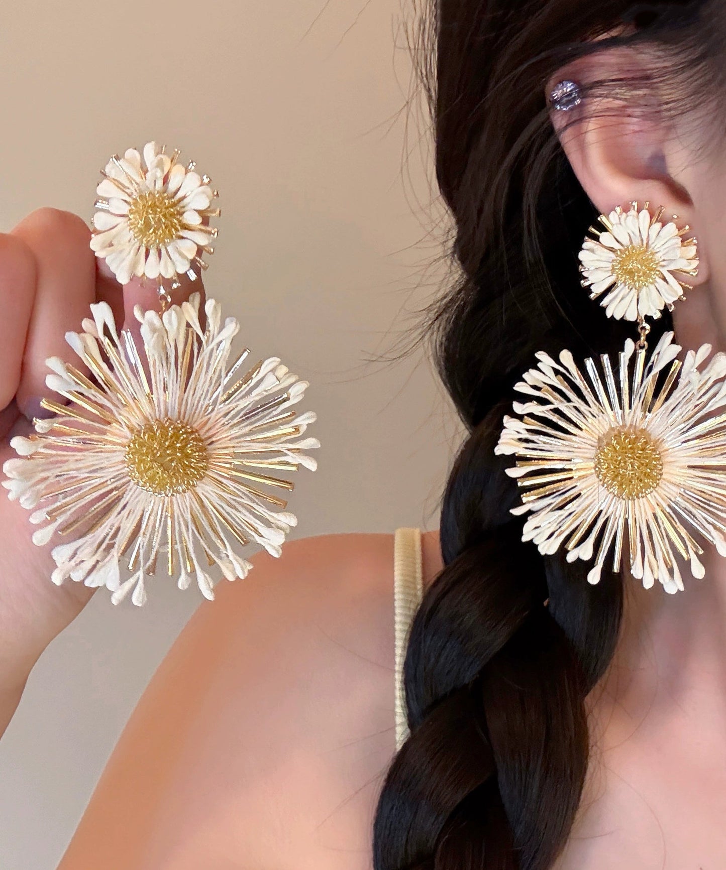 Drop Sunflower Casual Earrings Alloy Blue