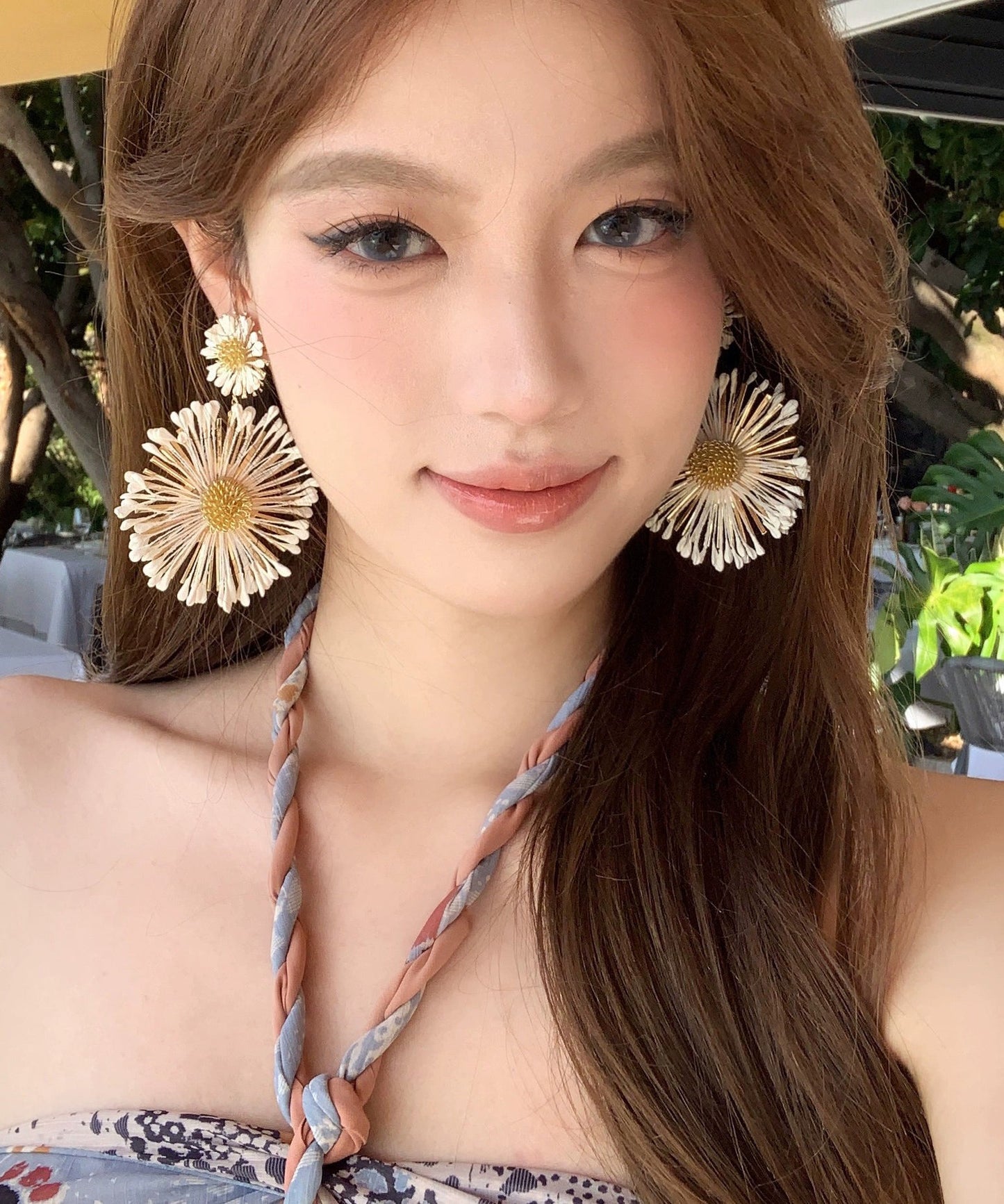 Drop Sunflower Casual Earrings Alloy Blue