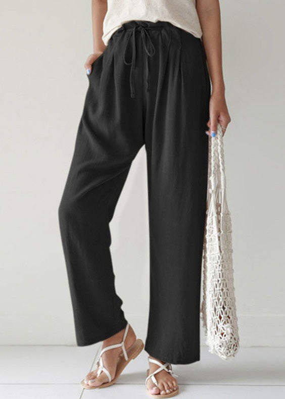 Cotton Pants Pockets Summer Blue Lace Casual Up