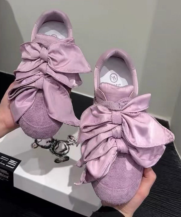 Apricot For Flat Women Suede Bow Shoes Casual Splicing