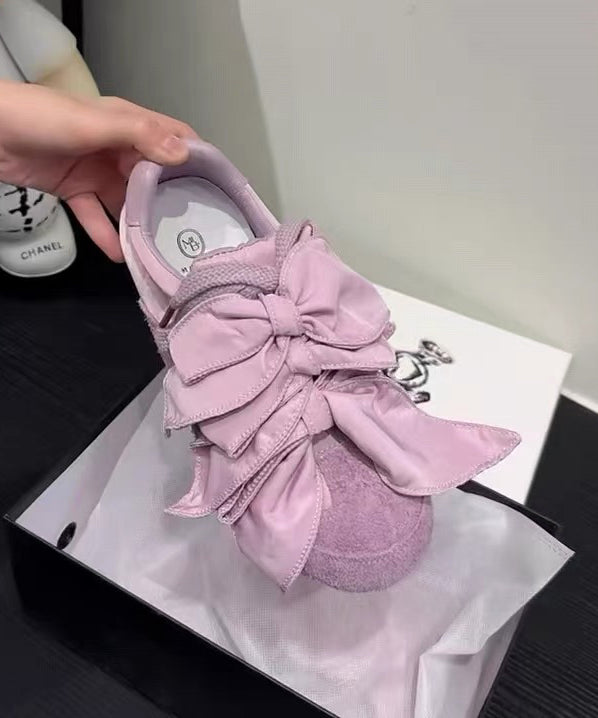 Apricot For Flat Women Suede Bow Shoes Casual Splicing