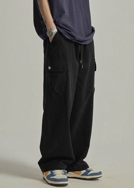 Pockets Cotton Waist Elastic Brown Summer Men Pants Casual