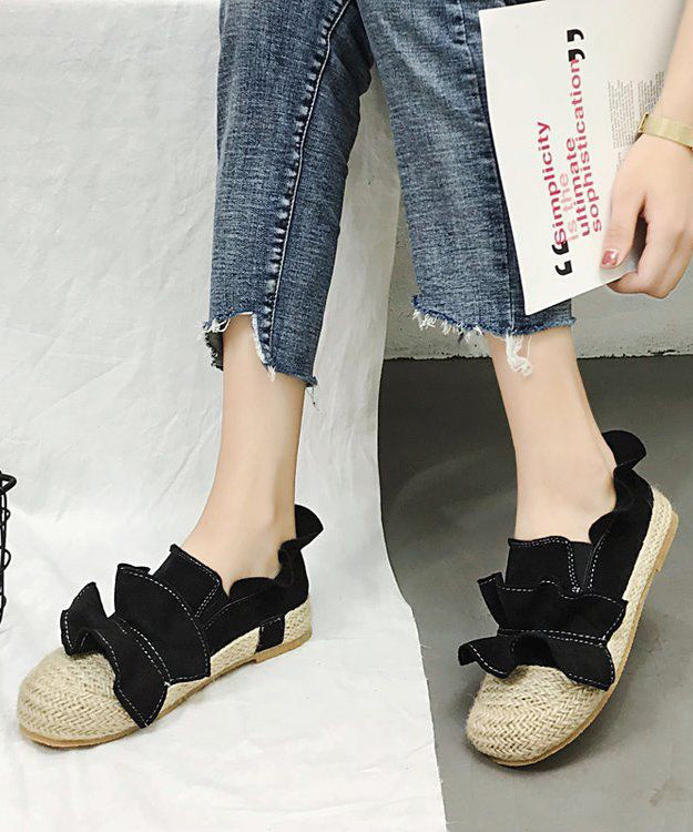 Casual Brown Ruffled Splicing Versatile Flat Feet Shoes AP1038