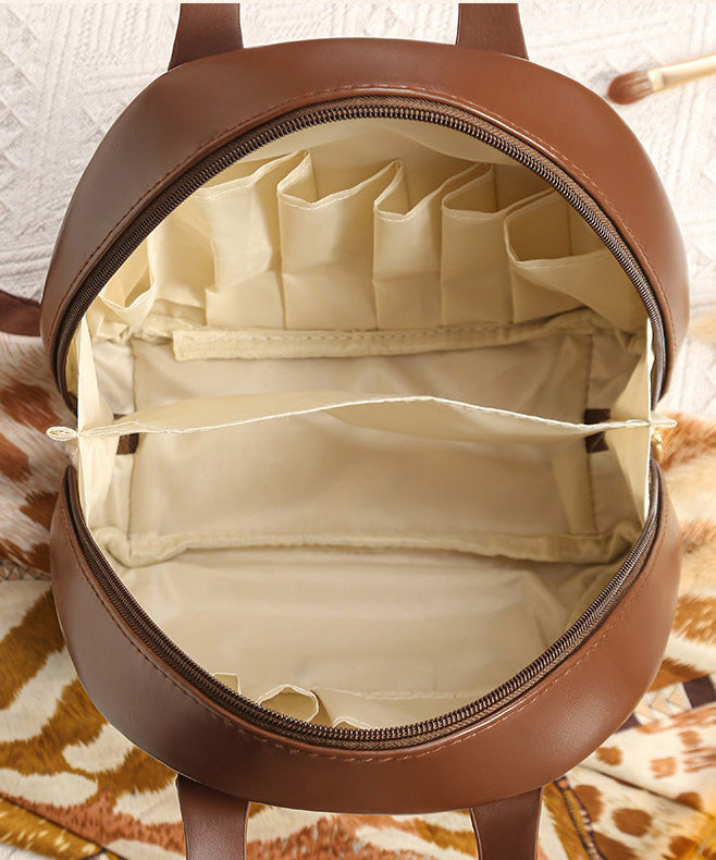 Solid Casual Leather Tote Durable Faux Handbag Brown