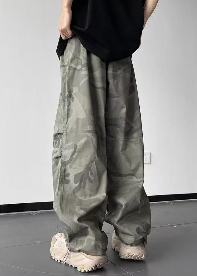 Men Waist Pockets Elastic Pants Summer Cotton Casual Camouflage