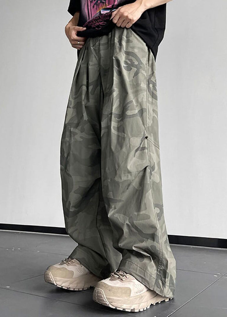 Men Waist Pockets Elastic Pants Summer Cotton Casual Camouflage