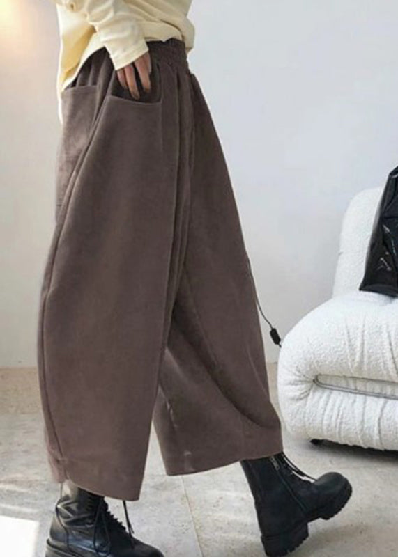 Spring Pants Pockets Elastic Waist Caramel Harem Casual