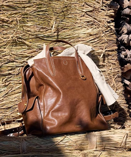 Casual Leather Bag Backpack Durable Chocolate Oversize Solid