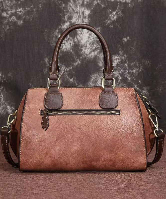 Leather Embossed Casual Capacity Satchel Calf Large Coffee