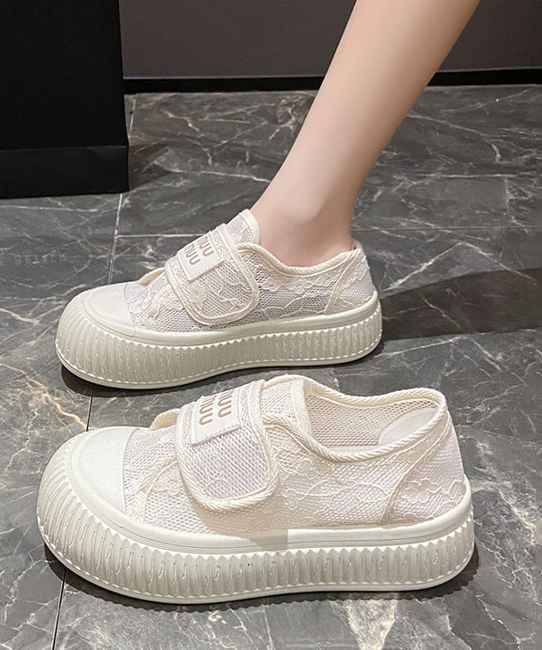 Breathable Splicing Casual Flats Comfy Mesh Beige