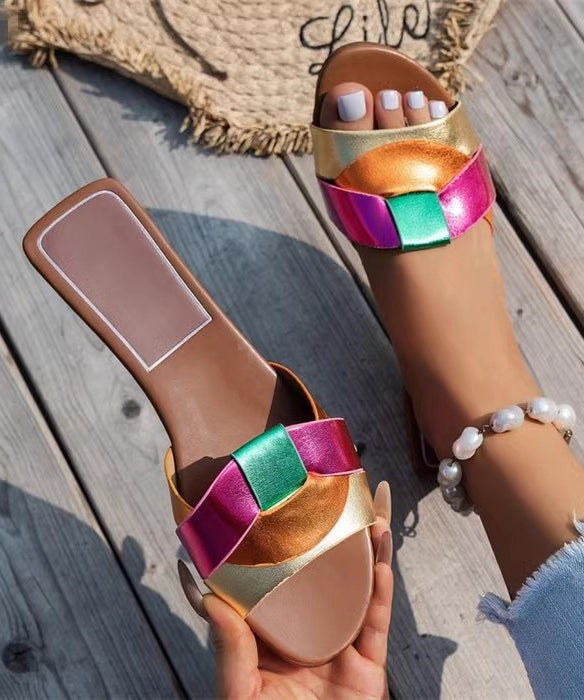 Beach Peep Slippers Casual Comfy Multicolor Toe