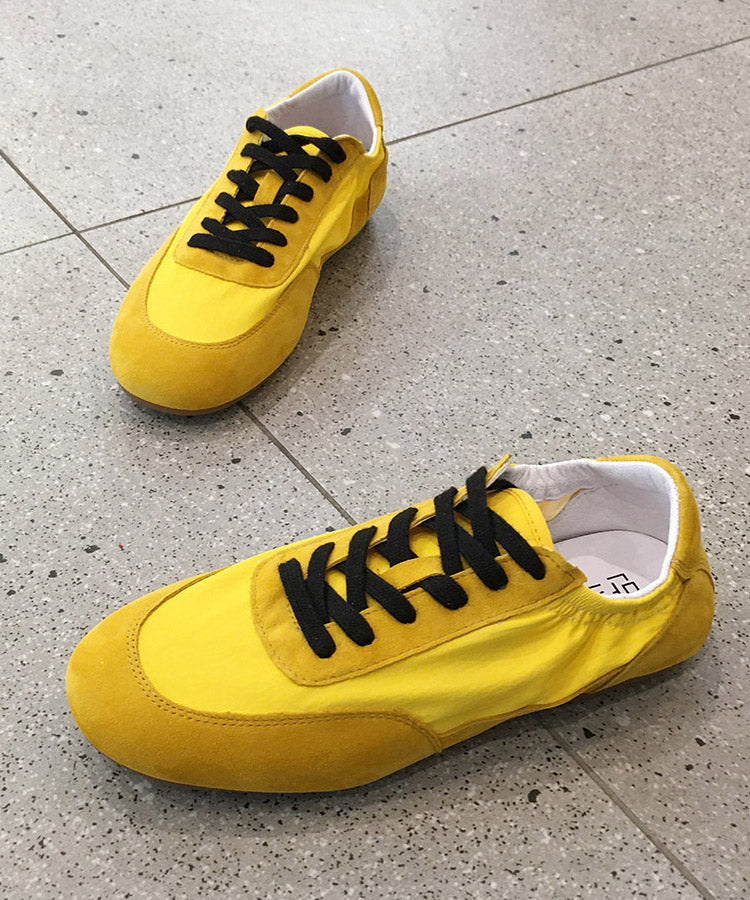 Lace Shoes Comfy Suede Splicing Casual Red Up Flat