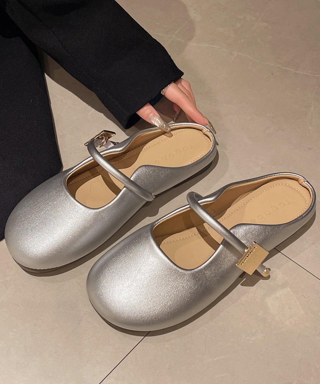 Beige Sandals Splicing Faux Casual Comfy Slide Leather