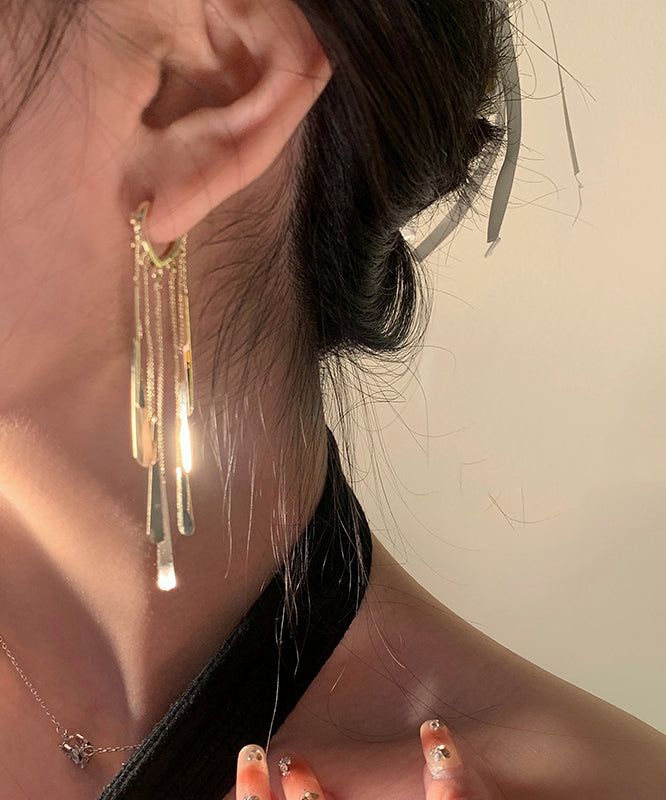 Casual Gold Sterling Silver Alloy Tassel Drop Earrings WH010