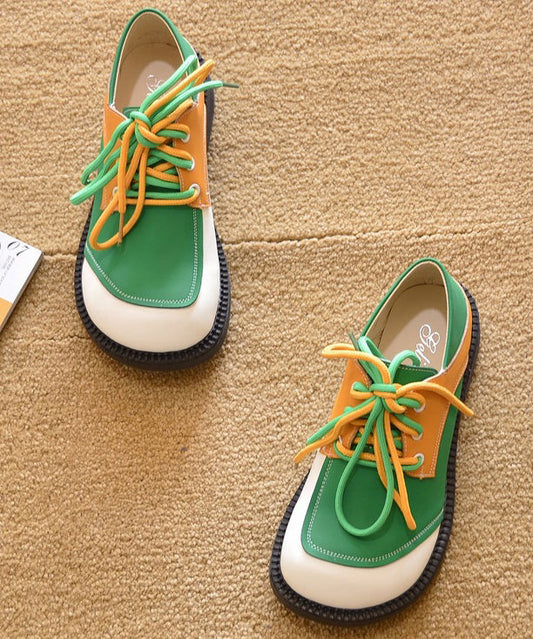 Casual Shoes Lace For Up Green Flat Women Splicing