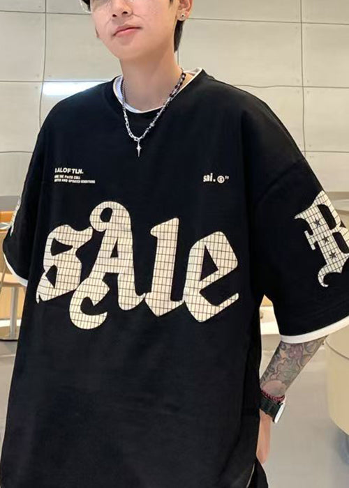 Cotton Casual Print Green False Pieces T Mens Shirt Two Summer