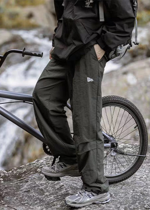 Pockets Wrinkled Pants Mens Cotton Summer Casual Green