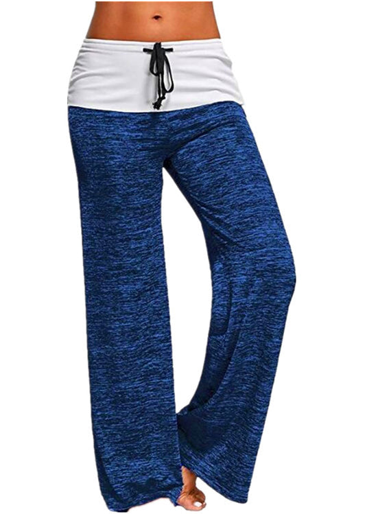 Pants Cotton Casual Drawstring Grey Patchwork Summer