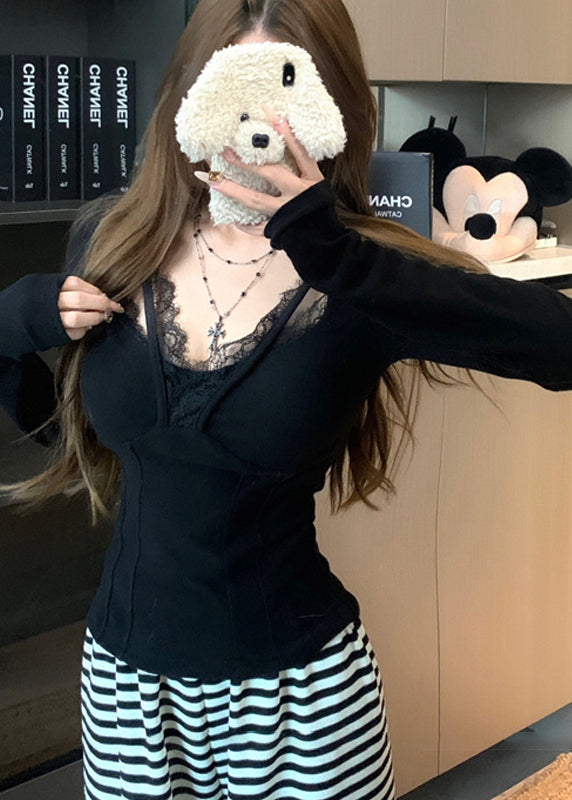 Casual Grey Patchwork Lace Halter Tops Spring YF024