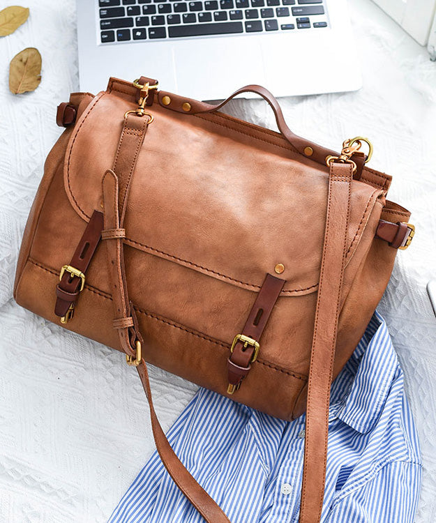 Bag Messenger Capacity Leather Casual CrossBody Large Khaki