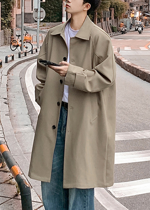 Casual Khaki Peter Pan Collar Button Cotton Men Trench Spring YQ014