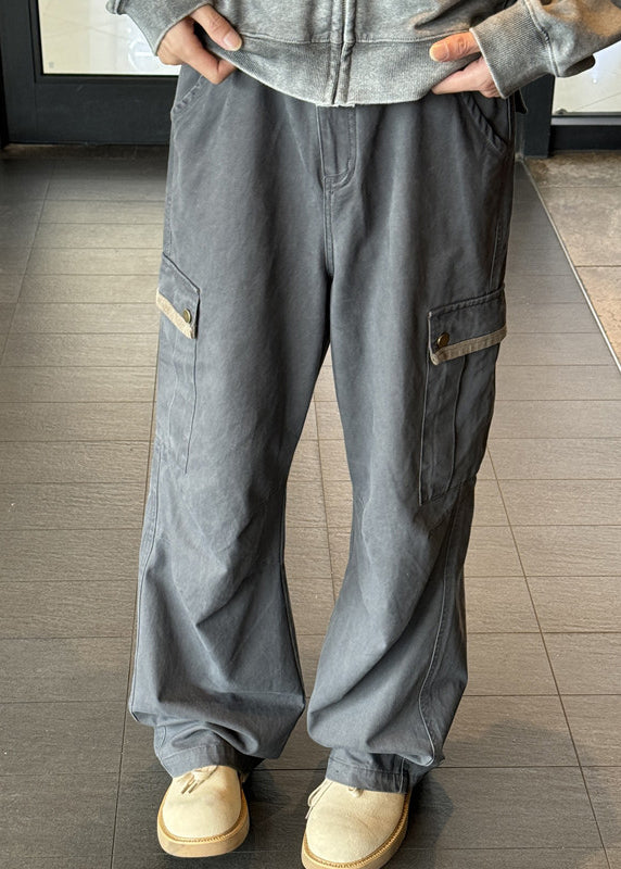 Casual Denim Men Waist Spring Pants Pockets High Khaki