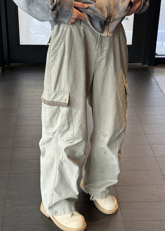 Casual Denim Men Waist Spring Pants Pockets High Khaki