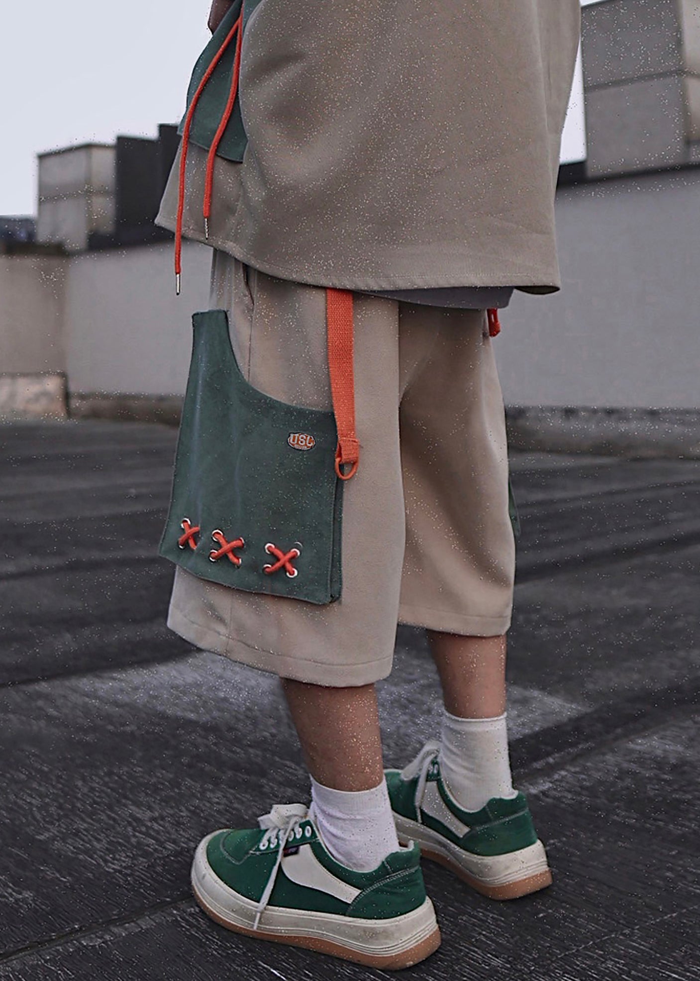 Oversized Pockets Casual Khaki Summer Mens Cotton Shorts