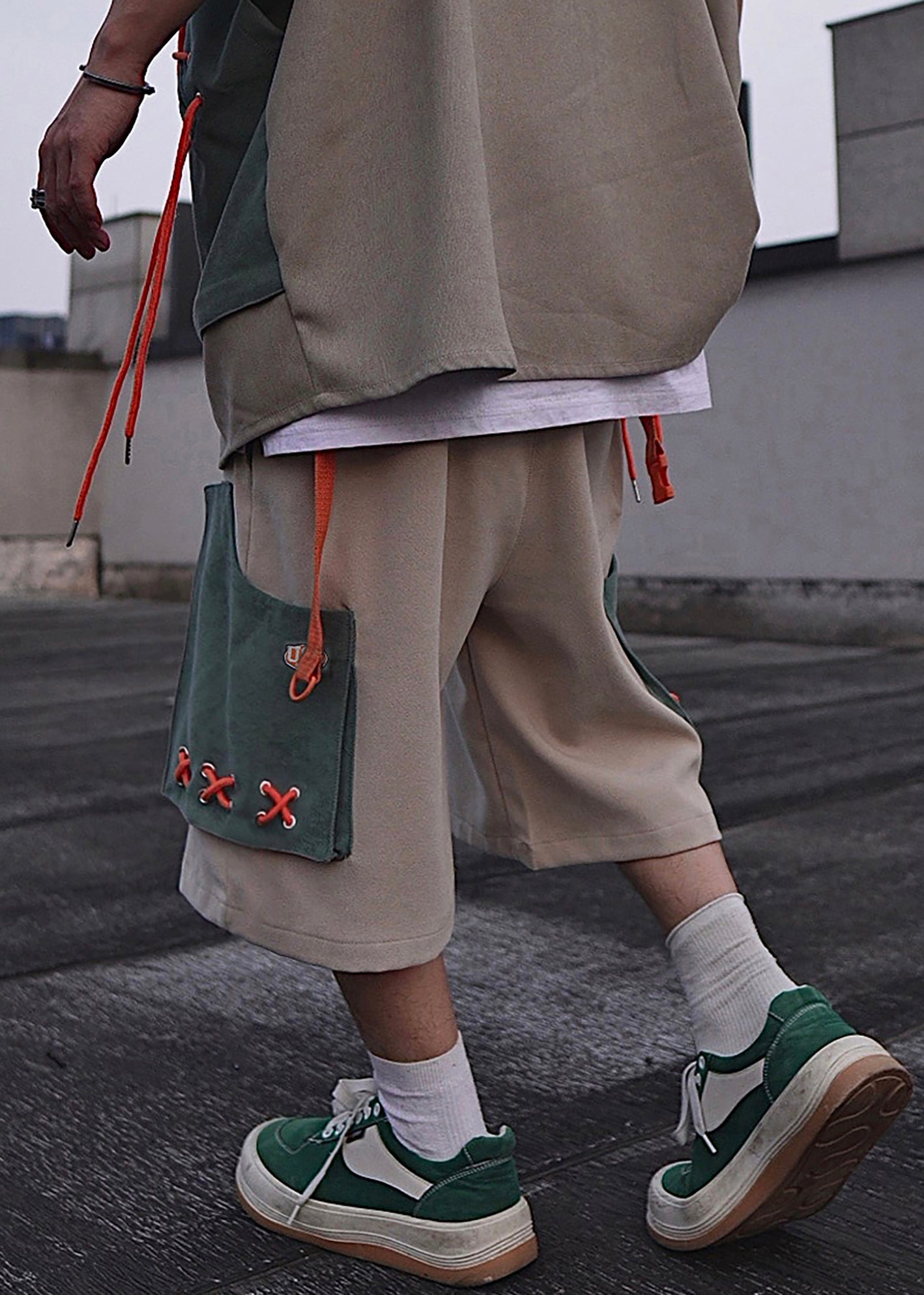 Shorts Pockets Mens Summer Casual Oversized Khaki Cotton