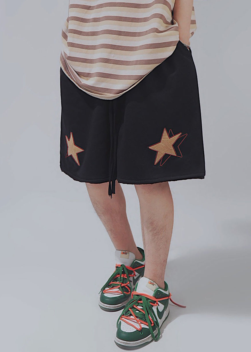 Shorts Men Waist Casual Summer Khaki Print Elastic Cotton