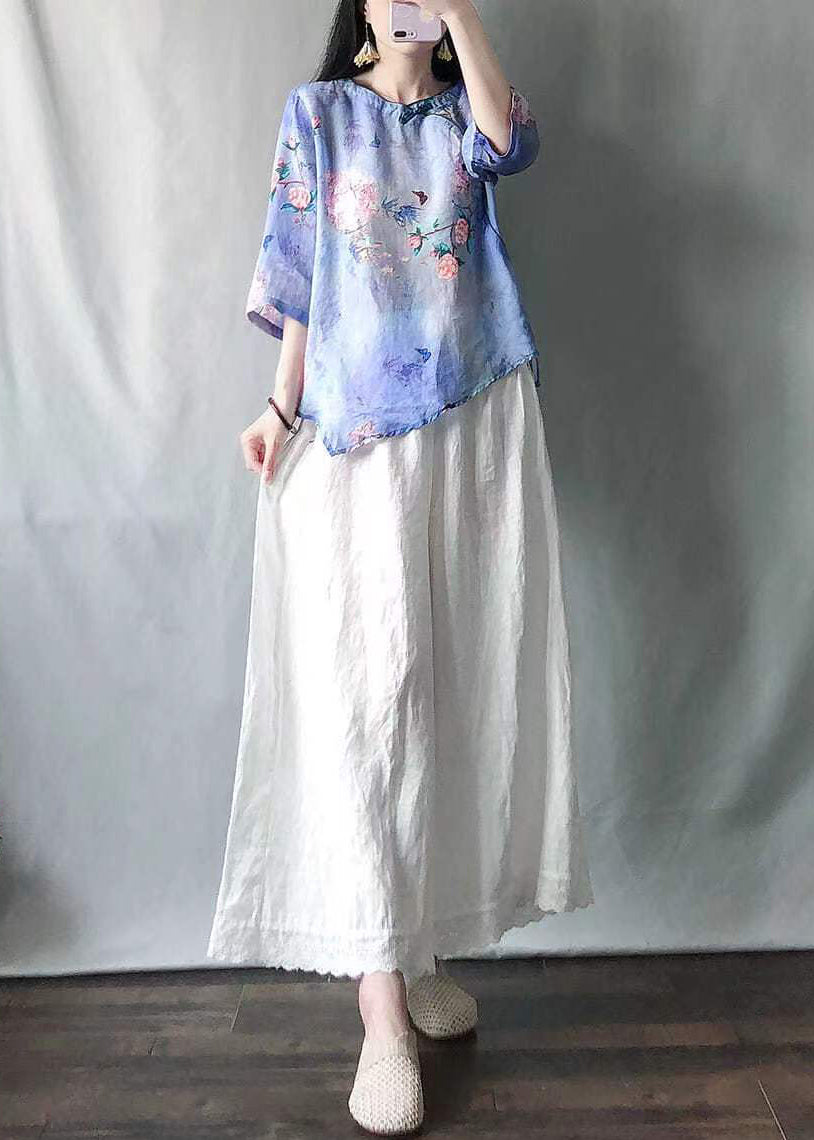 Casual Light Green O-Neck Print Shirts And Maxi Skirts Two Pieces Set Summer VV041