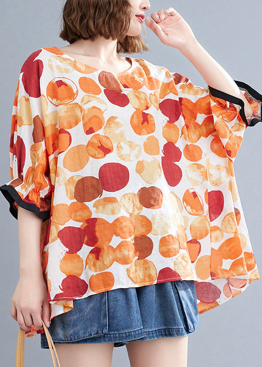 Casual Orange Dot Print T Shirt Summer GH1086