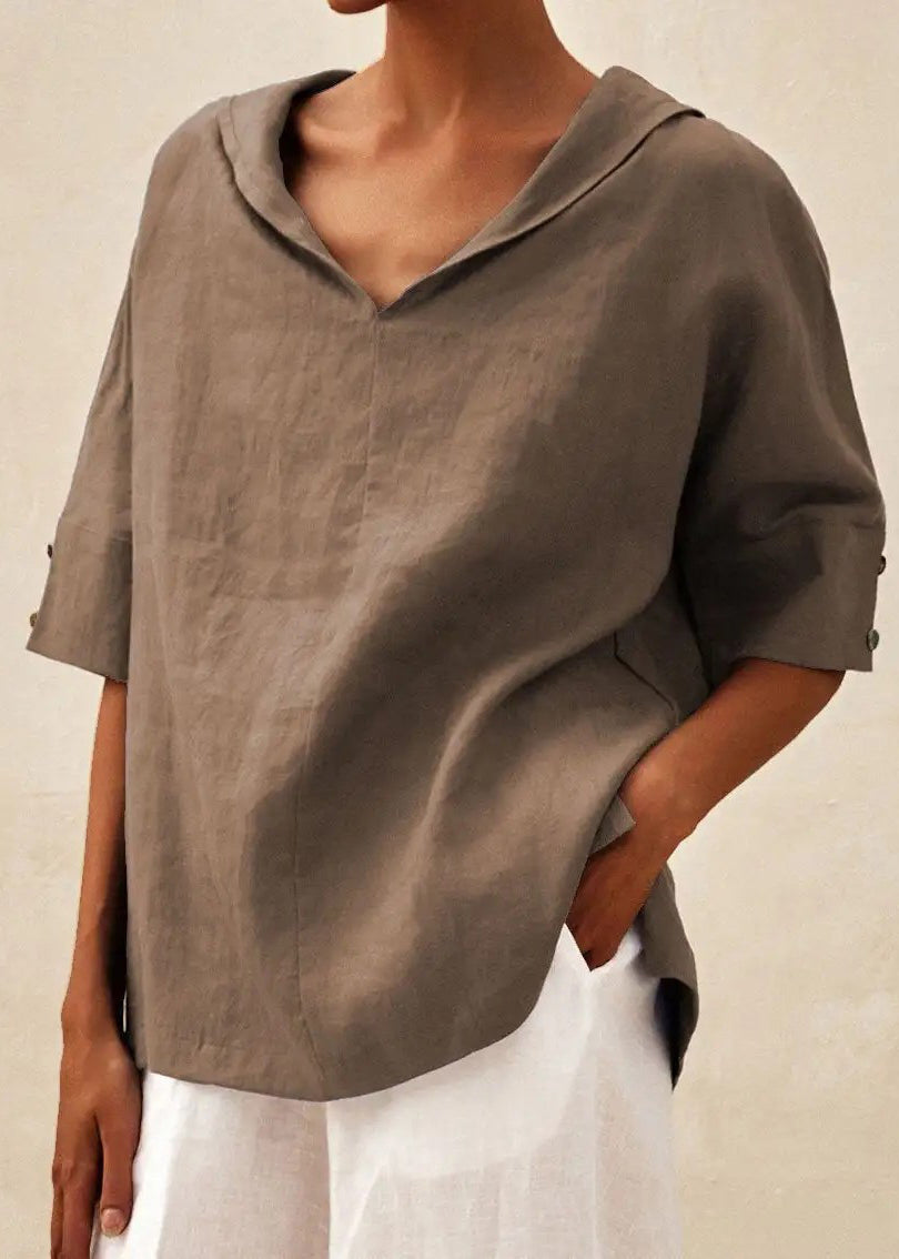 Short Casual Side Orange O-Neck Open Shirts Sleeve