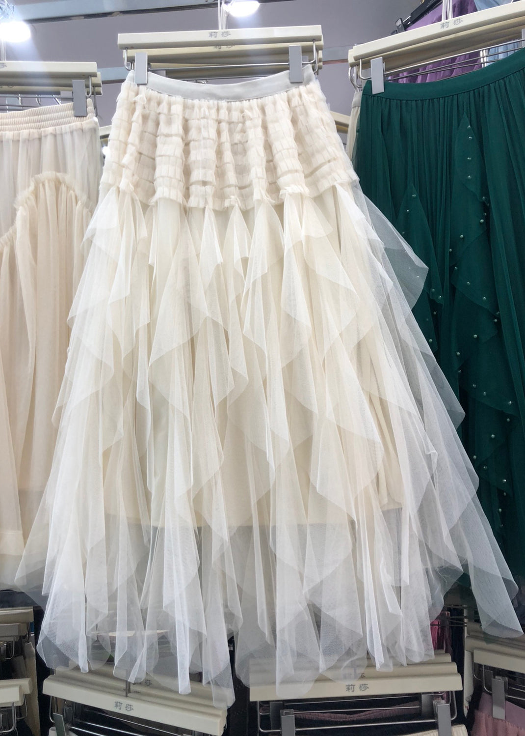 Casual Elastic Tulle Patchwork A Purple Waist Asymmetrical Line