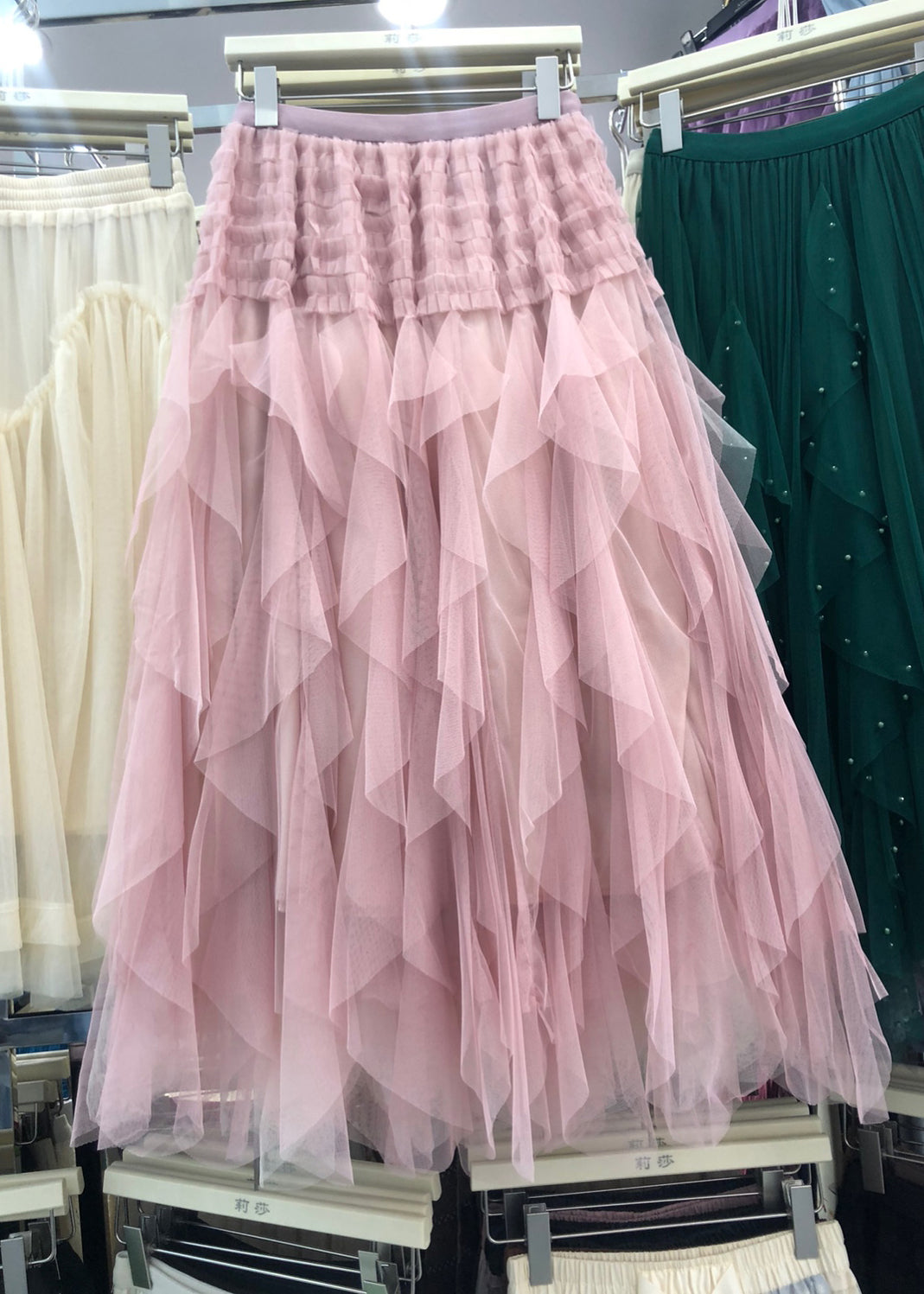 Casual Elastic Tulle Patchwork A Purple Waist Asymmetrical Line