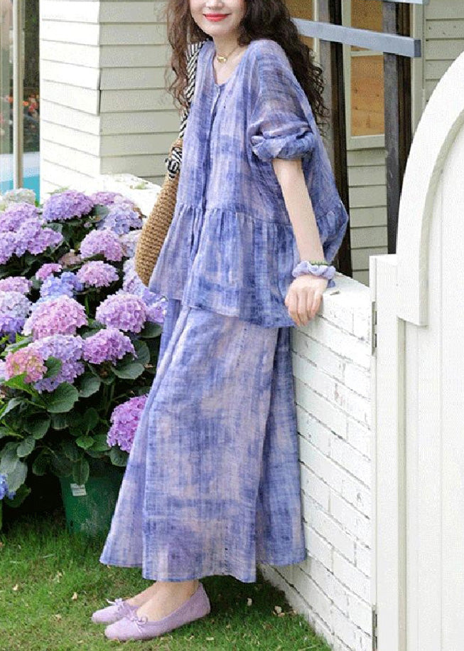 Cardigans Purple Casual Dress Strap Tie Dye Two And Spaghetti