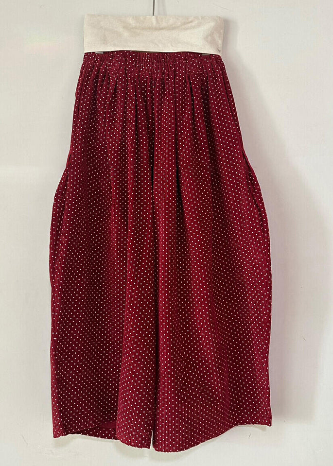 Pants Spring Casual Pockets Dot Red Waist High Corduroy Leg Wide
