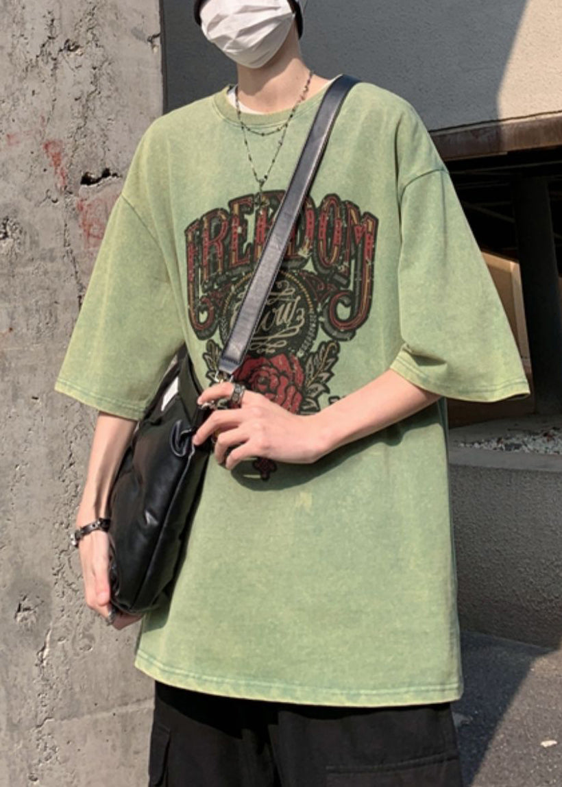 Oversized T Mens Sleeve Half Casual Rose Shirts Cotton Print