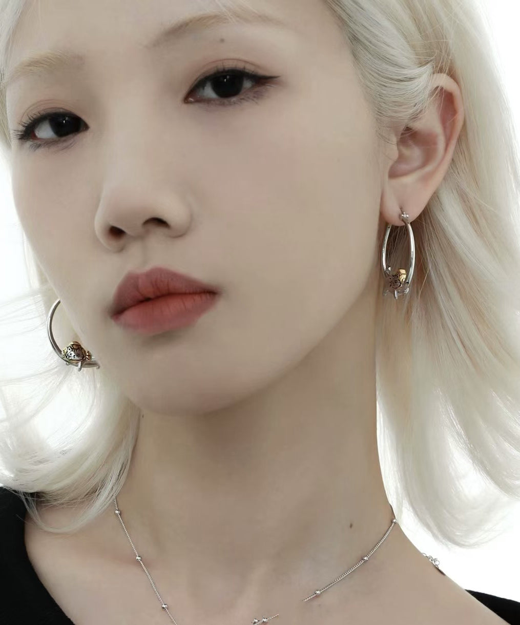 Copper Silk Earrings Casual Alloy Hoop Kitty