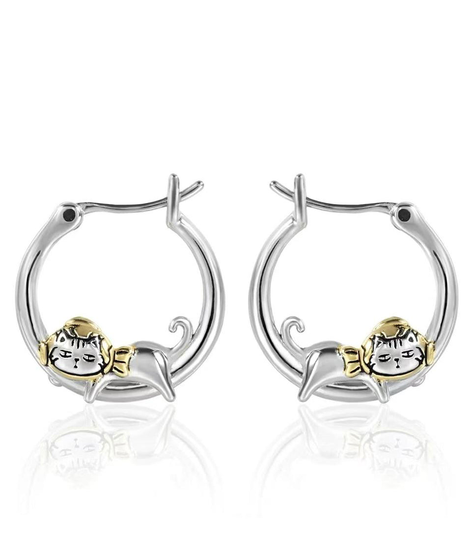 Copper Silk Earrings Casual Alloy Hoop Kitty