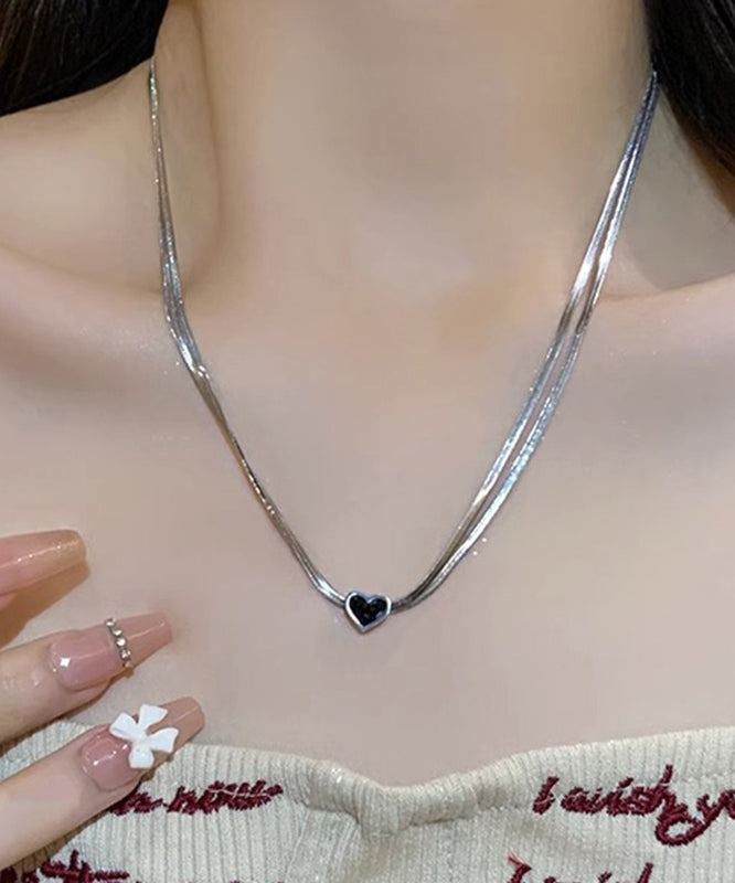 Casual Necklace Sterling Silver Silk Double-Layer Pendant